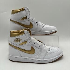 Womens Size 13 Nike Air Jordan 1 Retro Hi OG White Gold Sneakers FD2596 107